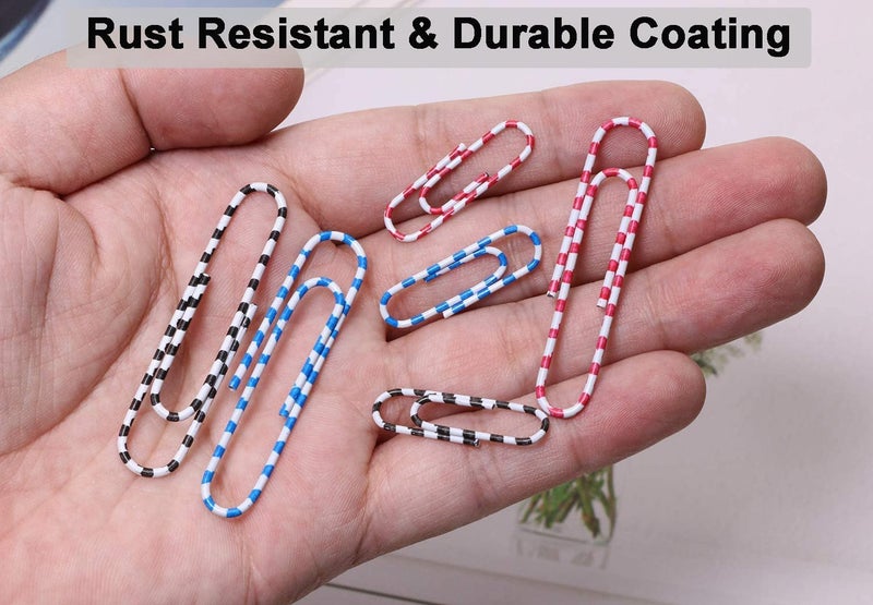 Vinaco Paper Clips Color Stripe, 400PCS Medium & Large (1.3 inch & 2 inch) Paper Clip Assored Size, Durable and Rustproof, Vinyl Coated Paperclips Colorful for Office School Document Organizing - Image 5